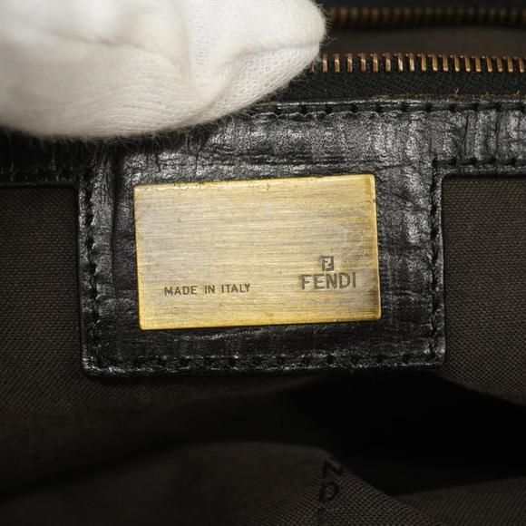 Fendi Tote Bag Zucca Leather Pile Brown Black Women's - Picture 5 of 13